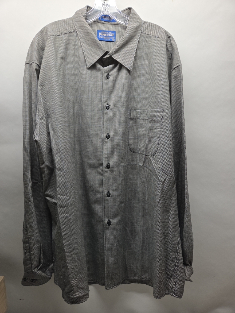 Pendleton Air Loom Wool Long Sleeve Shirt - Plaid Houndstooth- Men's XXL